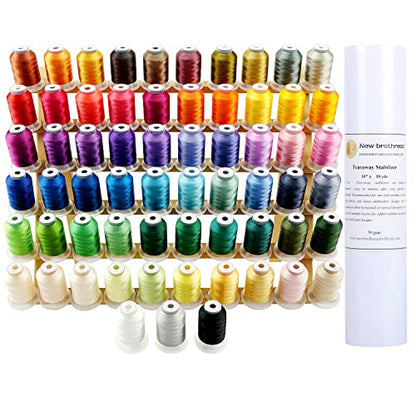 63 Colors Thread Kit +10"x10yd Tearaway Embroidery Stabilizer