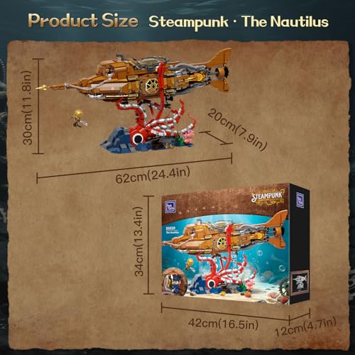 Steampunk Nautilus Submarine Building Set for Adults