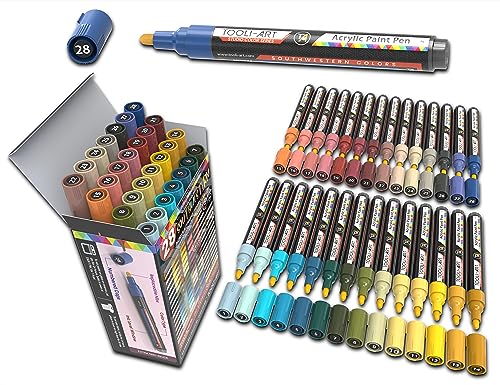 28 Southwestern Colors Acrylic Paint Pens Studio Color Series Markers Set 3mm Medium Tip (28 Count)