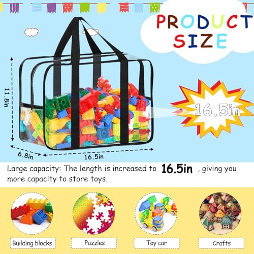 6 Pcs XXL Toy Storage Bags with Labels Reusable Clear Toy Organizer (6 Count)