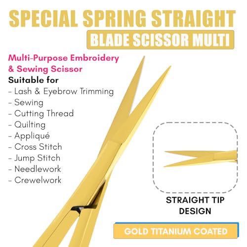 Cross Edge Spring Scissors 5 Inch straight Stainless
