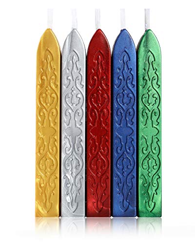 5Pcs Christmas Sealing Wax Sticks with Wicks for Wax Seal Stamp (5 Count)