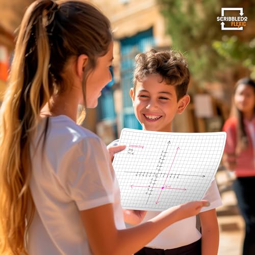 Grid Dry Erase Sheets 9”x12” Math Practice Small White Board Sheets Math Manipulatives Quad Graph Whiteboard Sheets Math Supplies Homeschool Teacher Students Classroom Pack of 10 (10 Count)