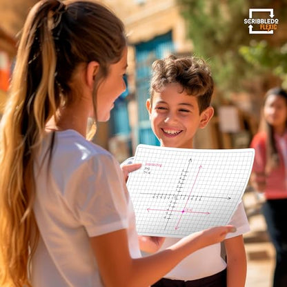 Grid Dry Erase Sheets 9”x12” Math Practice Small White Board Sheets Math Manipulatives Quad Graph Whiteboard Sheets Math Supplies Homeschool Teacher Students Classroom Pack of 10 (10 Count)