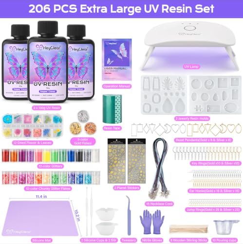 300g UV Resin Molds Kit with Light for Jewelry Making