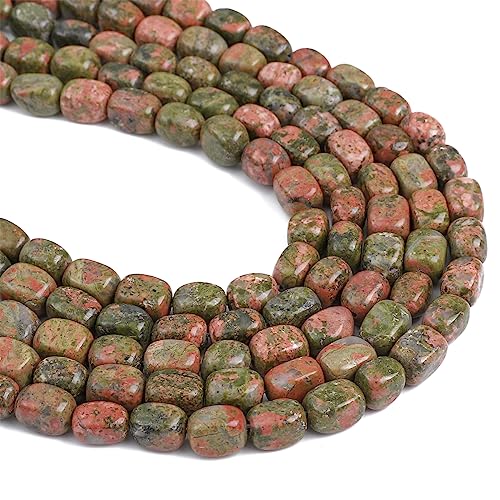 Natural Unakite Cuboid Stone Loose Semi Gemstone Beads for Jewelry Making 8mmx12mm 38cm (33 Count)