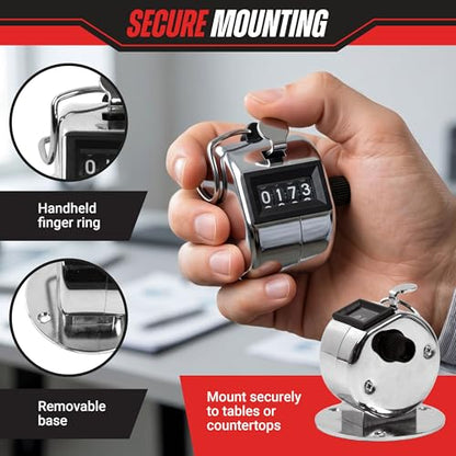 Handheld or Mountable Clicker Counter with Easy Thumb Tally Button