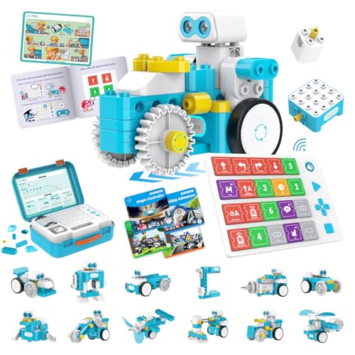 C3 Pro 12-in-1 Remote Control & Coding Robot Kit for Kids 4+, Advanced Smart Panel & Cards Programming, Educational STEM Toy, Block Building Set with Controller & Motor for Kids 4-6, 5-7