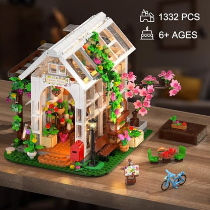 Flower House Building Blocks Set with LED Lights for Girls Ages 8+ (1332 Count)