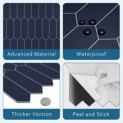10 Sheet Long Hexagon Peel and Stick Backsplash (10 Count)