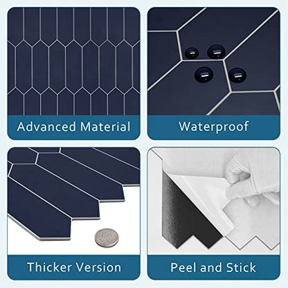 10 Sheet Long Hexagon Peel and Stick Backsplash (10 Count)