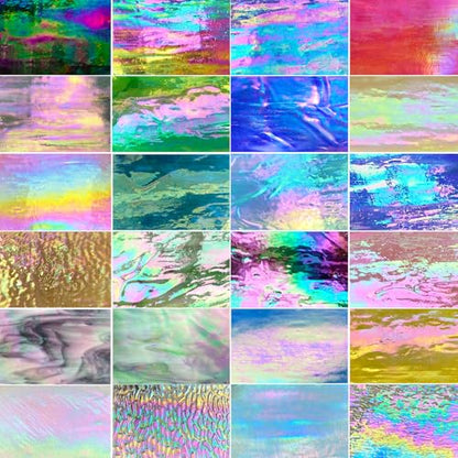 24 Sheets Iridescent Stained Glass Sheets Variety Pack (24 Count)