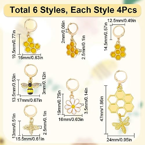 1 Box 12Pcs Bee Charms Knitting Stitch Markers Cute Removable Clip on Bracelets Charm Daisy Flowers Charms Lobster Claw Clasps Crochet Stitch Markers for DIY Knitting and Crocheting Sewing
