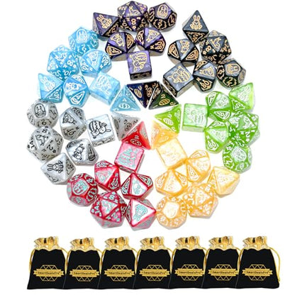 Double Colors Polyhedral Dice Sets with Pouches for D&D DND RPG MTG Dungeon and Dragons Table Board Roll Playing Games D4 D6 D8 D10 D% D12 D20 (49 Count)