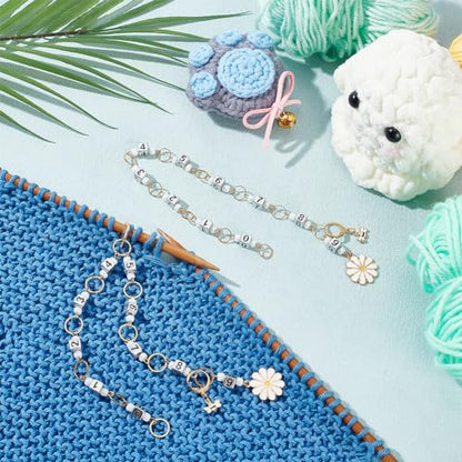2 Pcs Flower and Bee Knitting Row Counter Chains