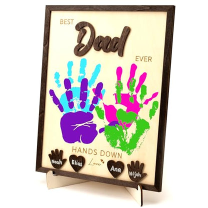 Best Dad Ever Gifts Hands Down Sign Wooden Handprint Frame DIY