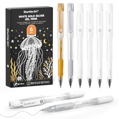 White Gold Silver Gel Pens (6 Count)