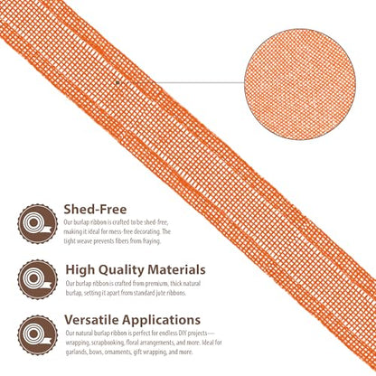 1 Inch Wide Orange Wired Burlap Ribbon for Crafts (30 Foot)