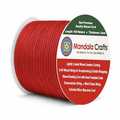 1mm Red Waxed Cord (327 Foot)