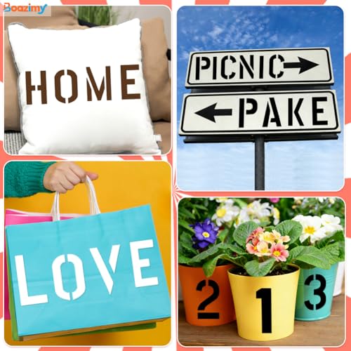 8 Inch 42 Pcs Reusable Letter Number Symbol Stencils (42 Count)