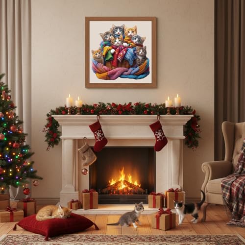 Colorful Fabric Cat Wooden Puzzles for Adults (100 Count)