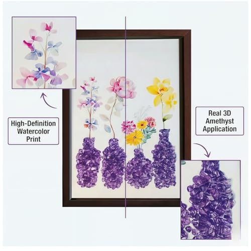 DIY Real Amethyst Crystal Mosaic Kit Vase Art for Home Decor Gift