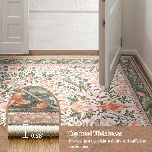 Boho Floral Birds Laundry Room Rug Runner 2x5
