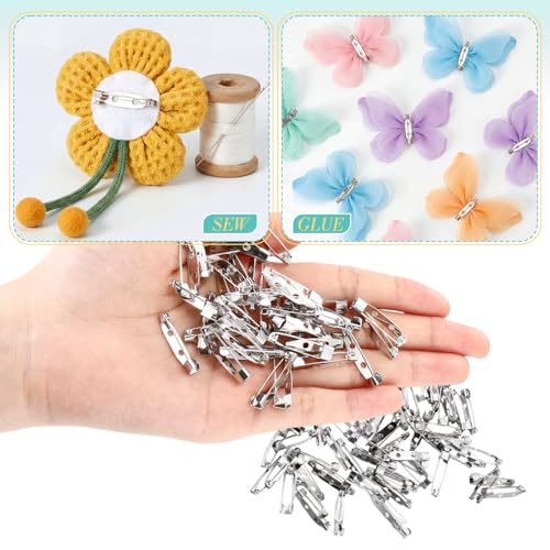 100 Pcs Brooch Pin Backs Bar Pins Backs for Crafts Safety Clasp with Plastic Box (100 Count)