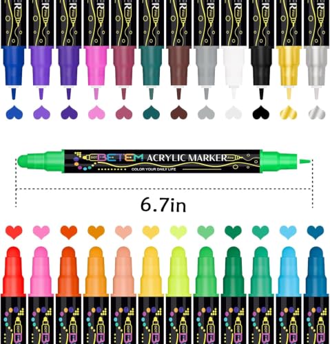 24 Colors Dual Tip Acrylic Paint Markers (24 Count)