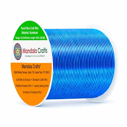 22 Gauge Bondi Blue Anodized Aluminum Craft Wire (100 Foot)