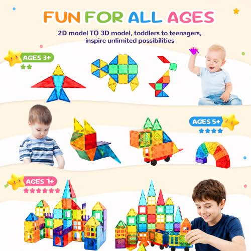 100 Pcs Magnetic Tiles Magnet 3D Building Blocks Set (100 Count)