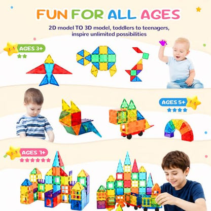 100 Pcs Magnetic Tiles Magnet 3D Building Blocks Set (100 Count)