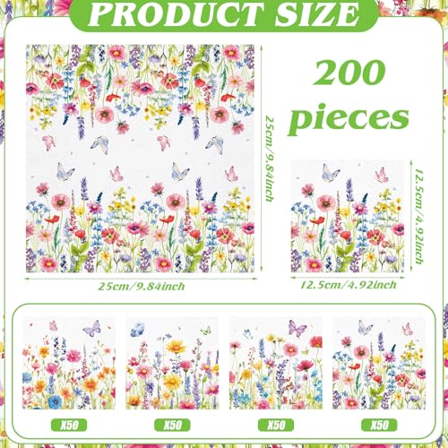 200 Pieces Summer Wildflower Cocktail Napkins 2 (200 Count)