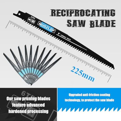 10Pack 9inch 6TPI Woodcutting Reciprocating Saw Blades Set (10 Count)