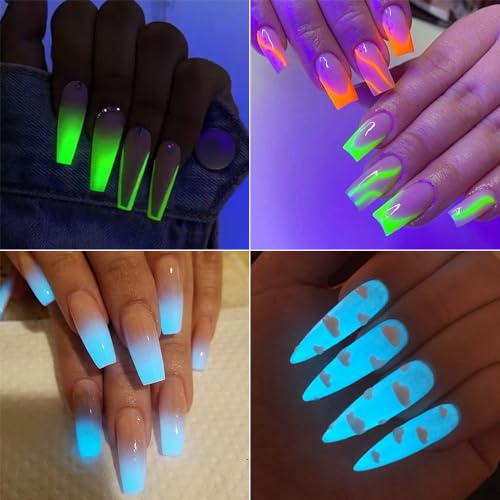 12 Colors Glow in The Dark Nail Powder (2.75 Ounce)