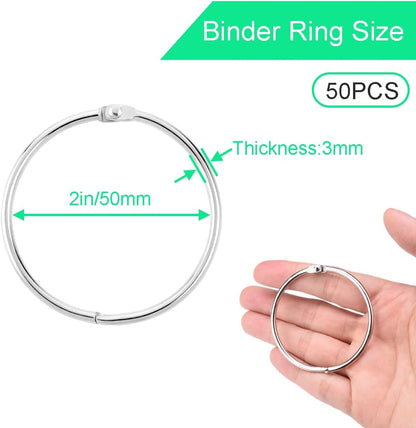 CooBigo 50 Pack Shower Curtain Rings Rust Proof Curtain Hook for Bathroom Shower Rod, Metal Ring for Shower Curtain - 2Inch, Silver