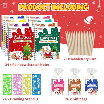 24 Pack Christmas Scratch Notebook Art Party Favors for Kids (24 Count)