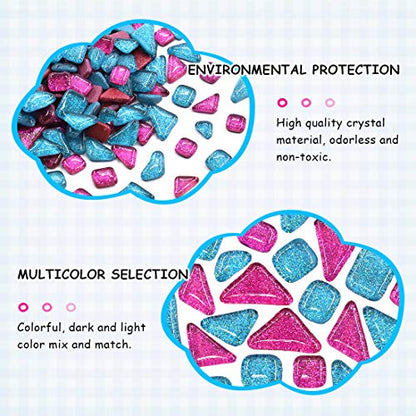 1 Pound Mixed Colors Shine Crystal Series Mosaic Tiles Assortment Kit (15.87 Ounce)