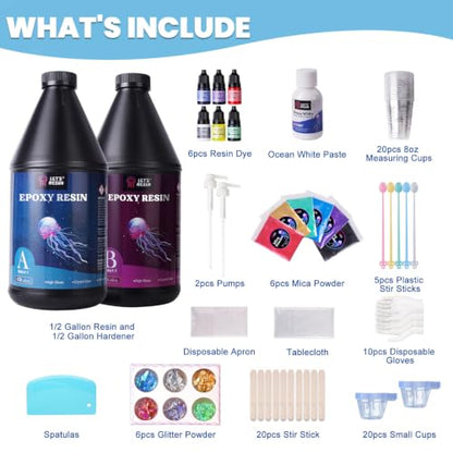 1 Gallon Epoxy Resin Kit with Color Pigment (128 Fl Oz)