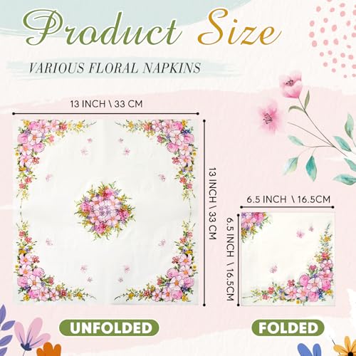 20 Pack Decoupage Napkins Floral Cocktail Decorative Paper Napkins (20 Count)