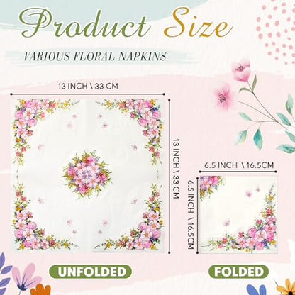 20 Pack Decoupage Napkins Floral Cocktail Decorative Paper Napkins (20 Count)