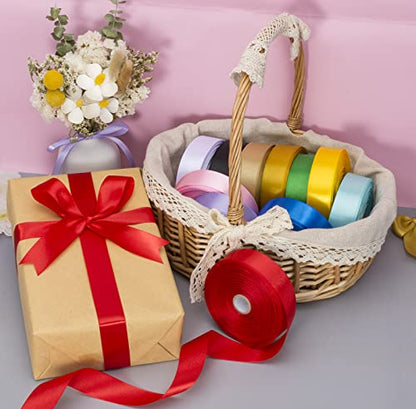 1 Inch Red Solid Satin Ribbon for Gift Wrapping (150 Foot)