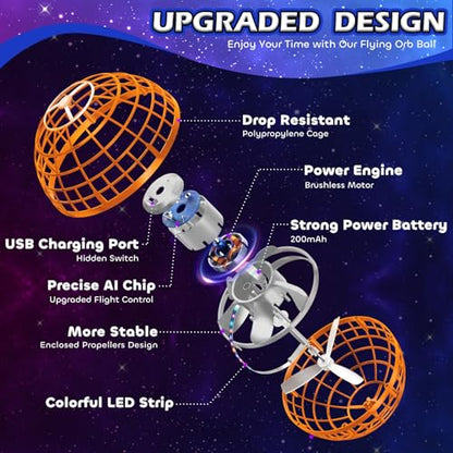 Flying Orb Ball 2026 Toys Soaring Hover Boomerang Spinner Hand Controlled Mini Drone Cosmic Globe Spinning Kids Outdoor Fly Toy Birthday Gift Cool Stuff for Boys Girls 6 7 8 9 10+ Year Old