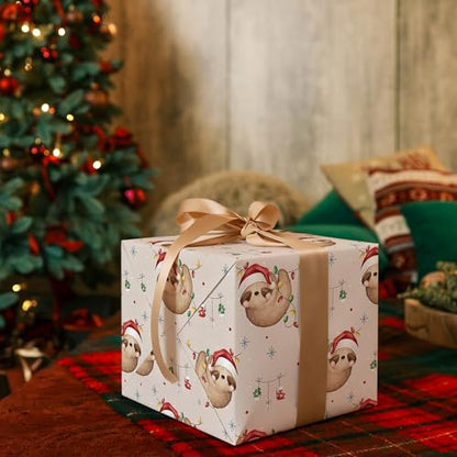 Sloth Christmas Wrapping Paper Sheet (30 Sq Ft)