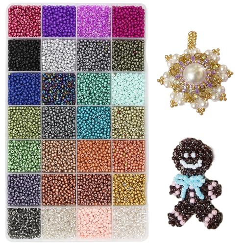 11200pcs Glass Seed Beads for DIY Crafting Bracelet Necklace Embroidery Jewelry Making Supplies (11200 Count)