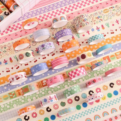 32 Rolls Colorful Cute Floral Writable Washi Tape Set (32 Count)