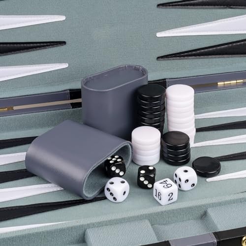 Backgammon Set 2 Players Classic Backgammon Sets for Adults Board Game with PU Leather Case Portable and Travel Backgammon Set