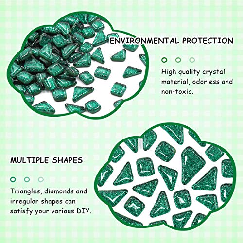1 Pound Deep Green Shine Crystal Series Mosaic Tiles Assortment Kit (16 Ounce)