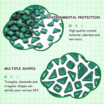 1 Pound Deep Green Shine Crystal Series Mosaic Tiles Assortment Kit (16 Ounce)