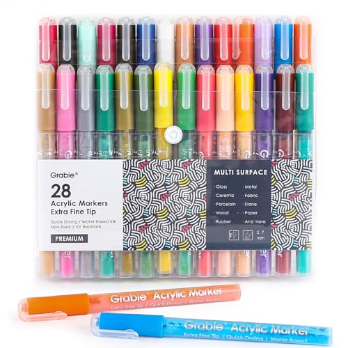 Pack of 28 Color Acrylic Paint Markers